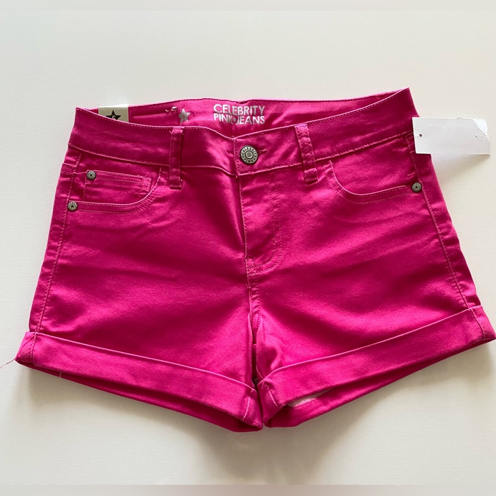 Juniors' Mid-Rise Roll-Cuff Shorts - Berry